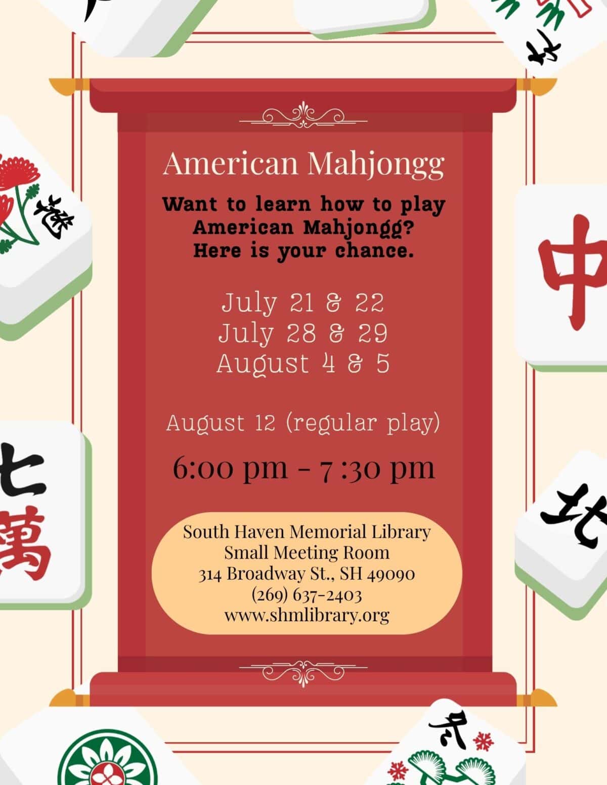 american mahjongg july & august 2026 flyer rev.1