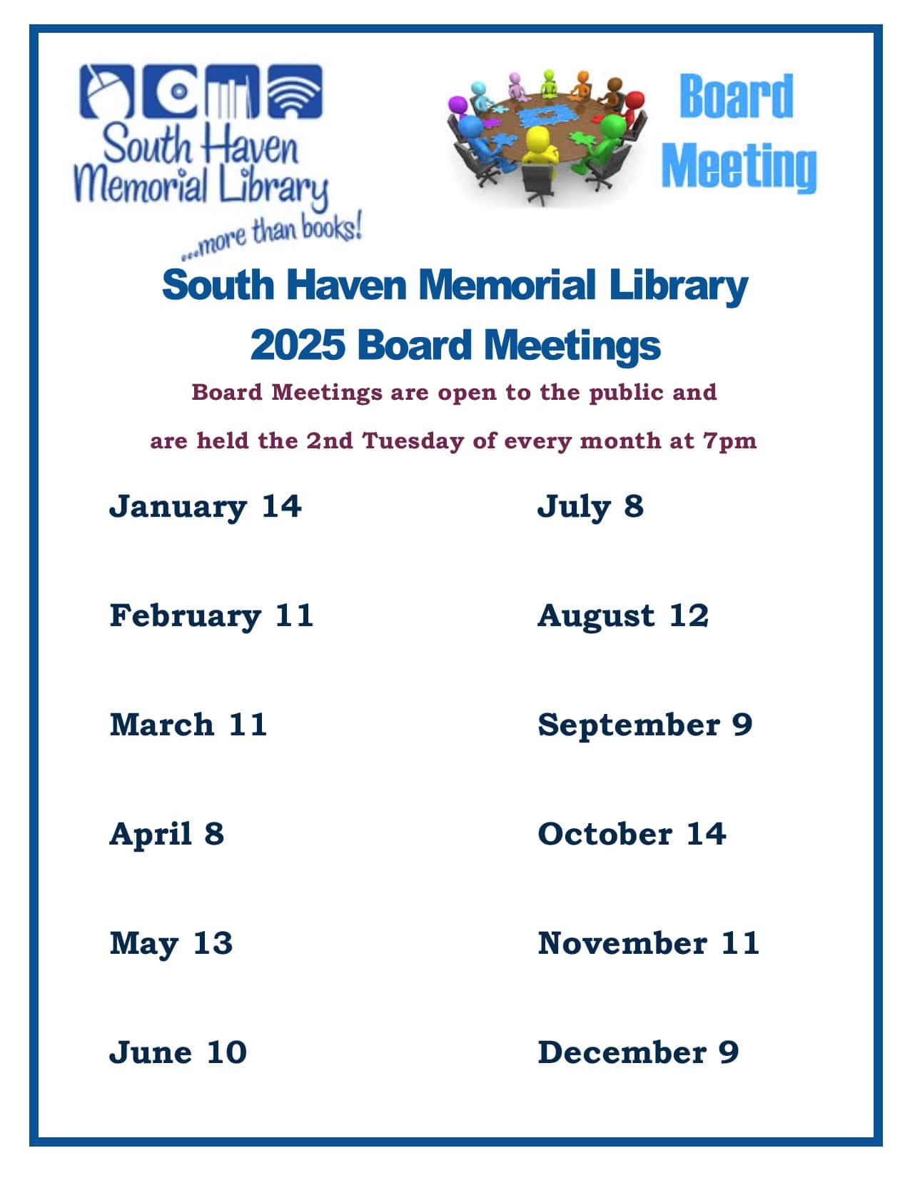 2025 Library Board Meetings
