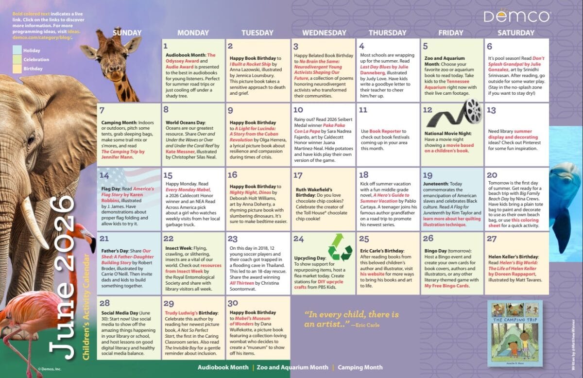 children's activity calendar jun 2026