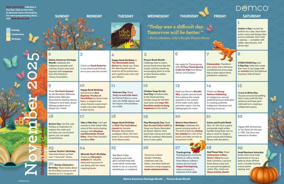 children's activity calendar nov 2025
