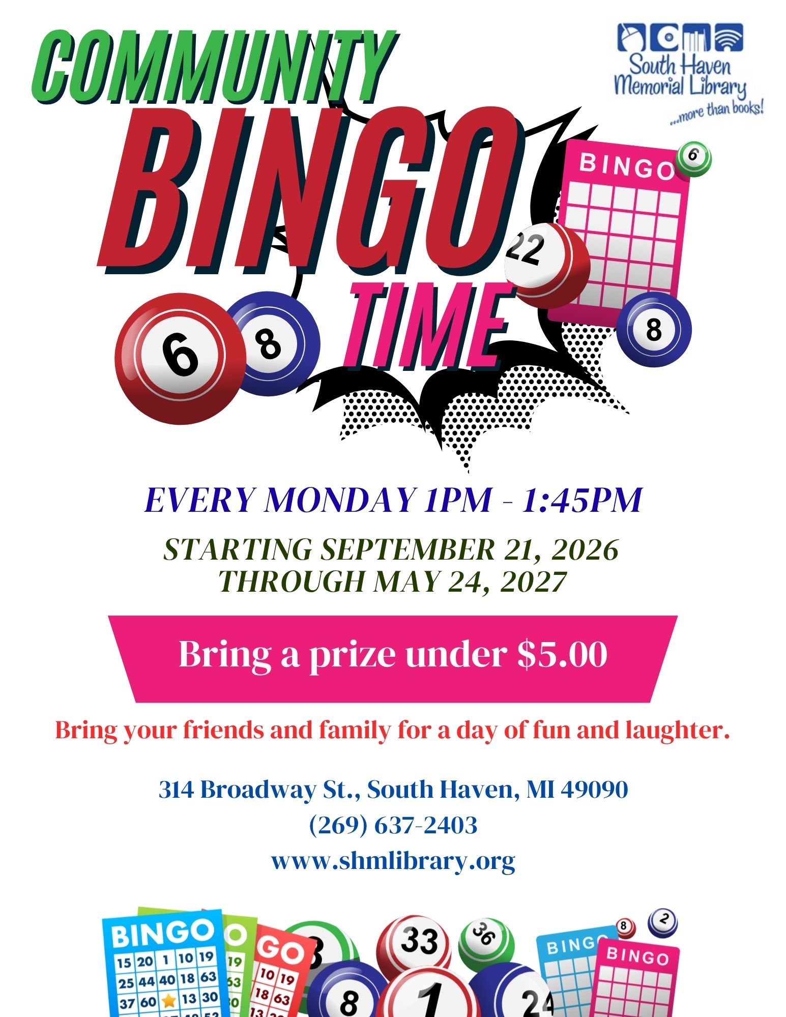 community bingo mondays 2026 2027 flyer