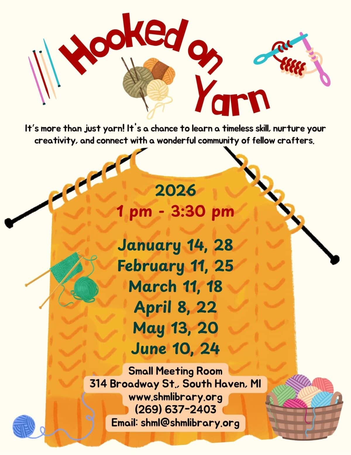 hooked on yarn jan jun 2026 flyer