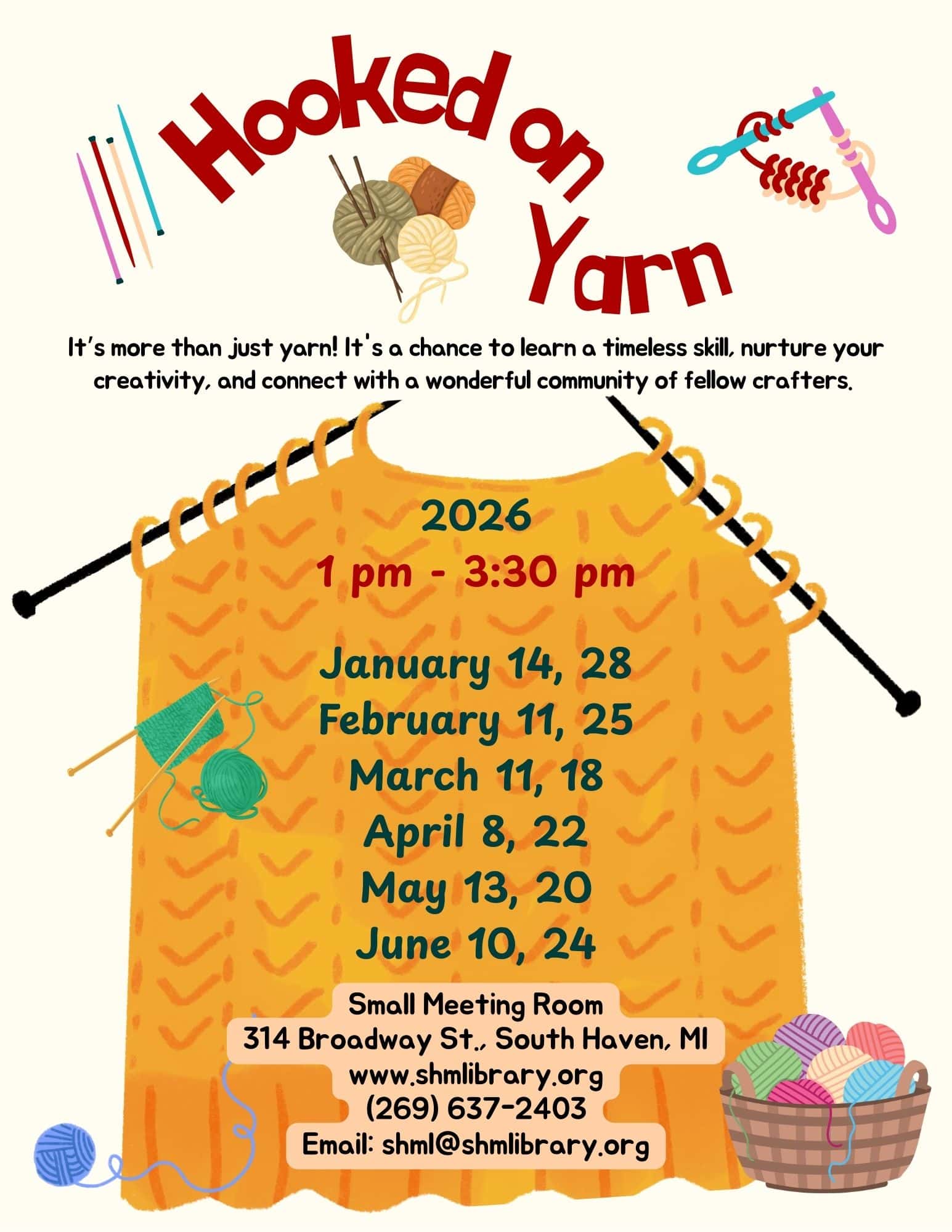 hooked on yarn jan jun 2026 flyer
