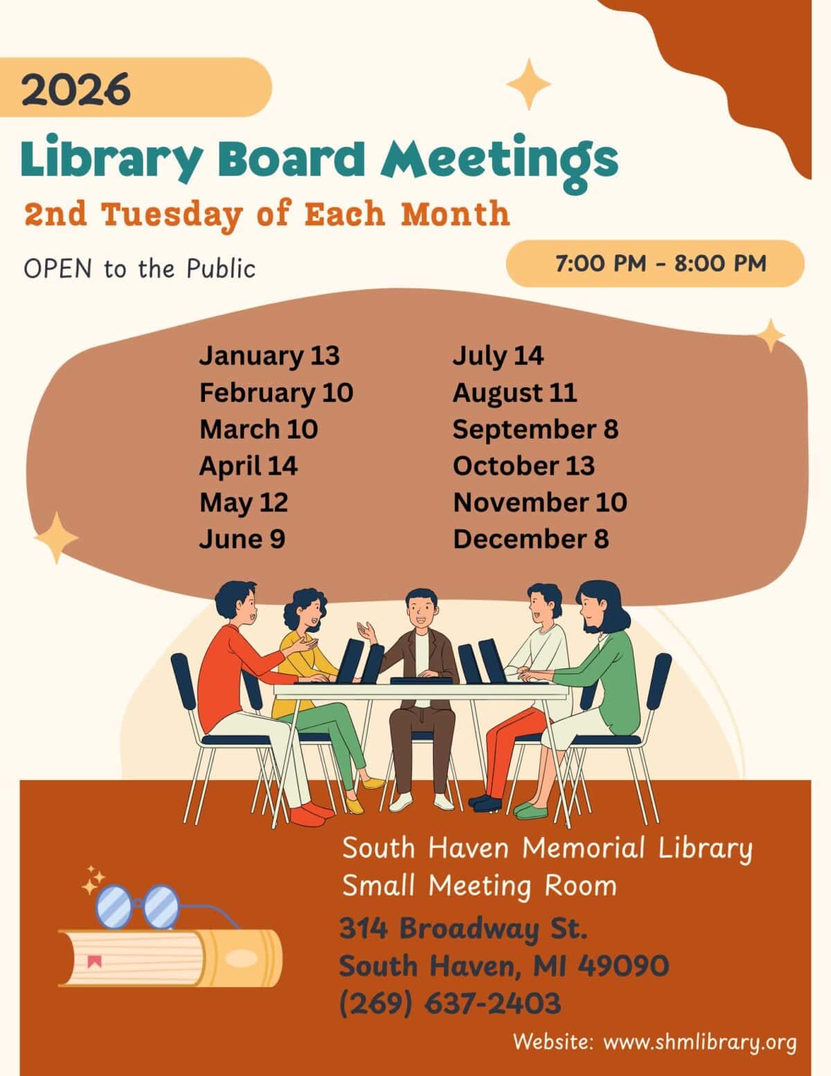 library board meetings 2026 flyer
