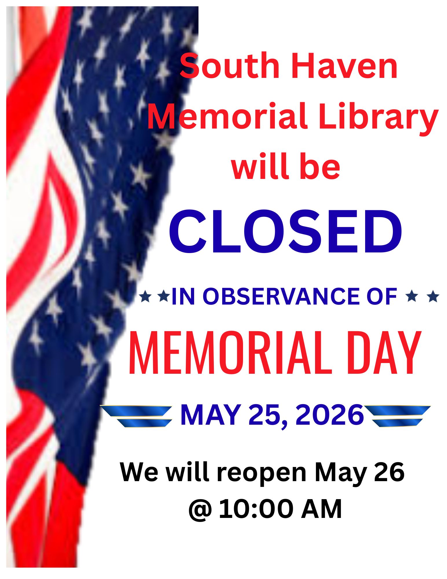 Memorial Day - CLOSED