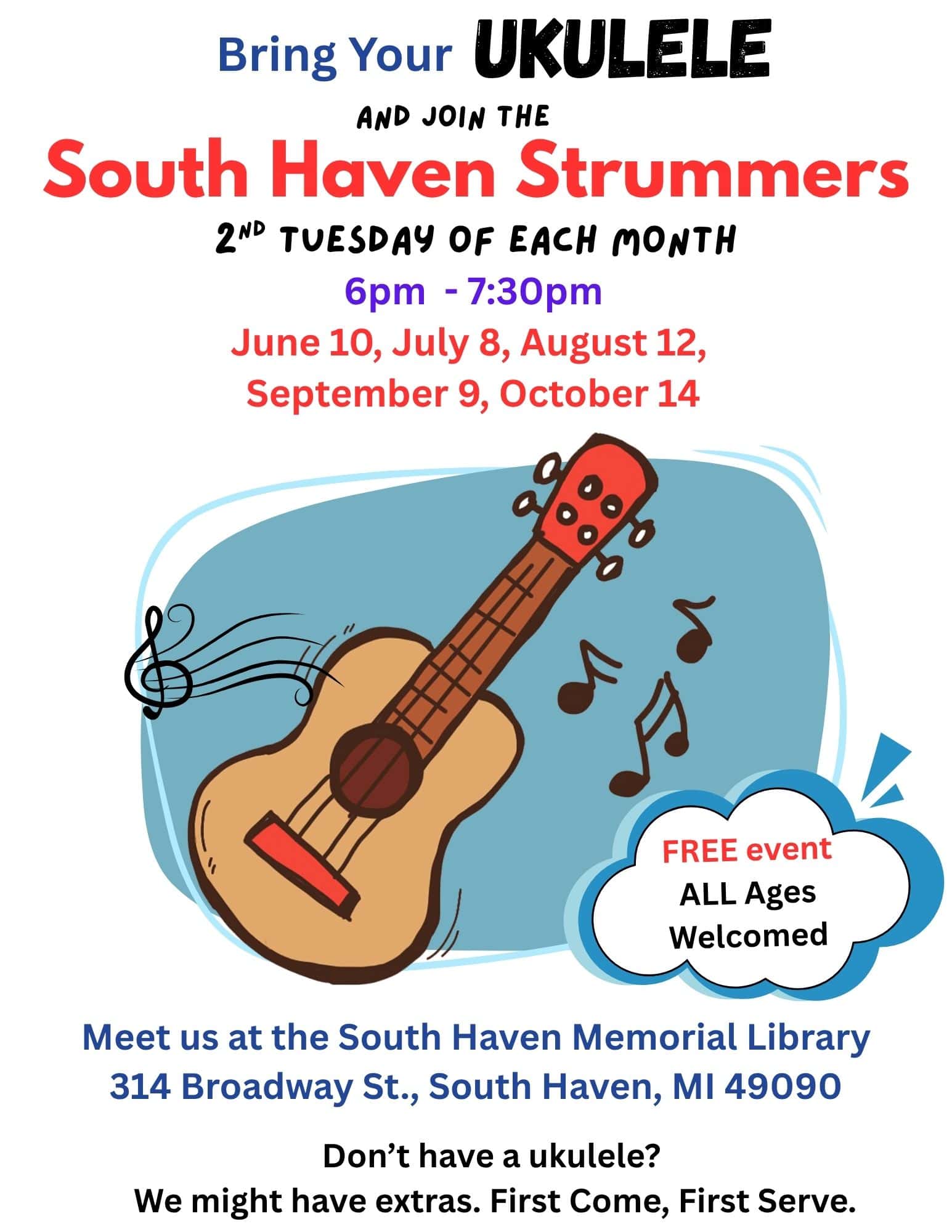 south haven strummers june october 2025 flyer