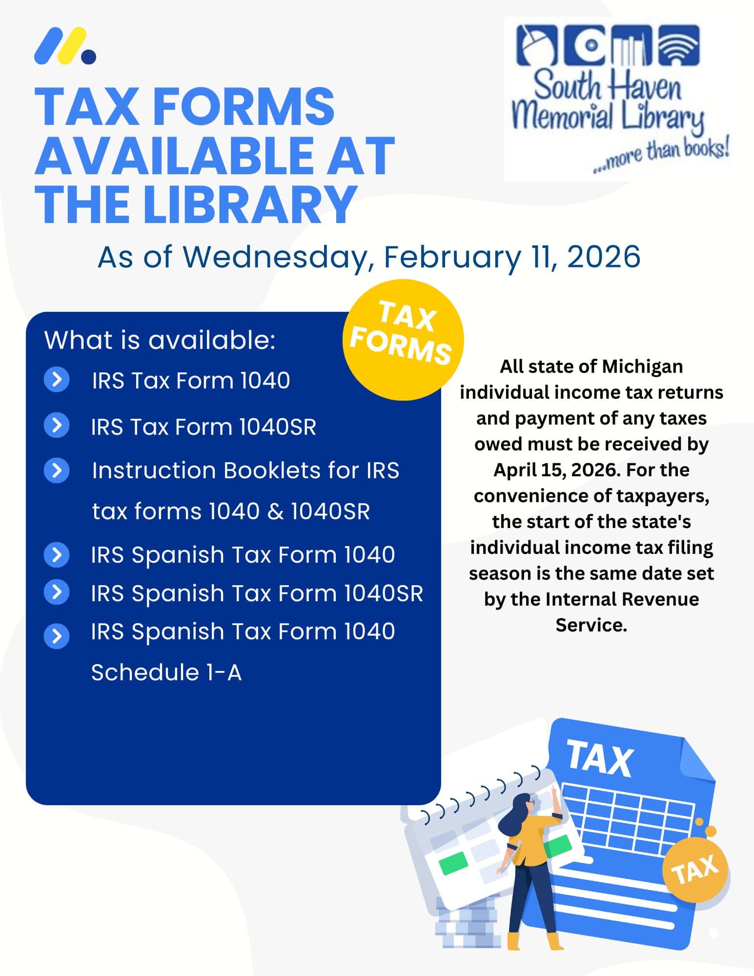 tax forms available 2 11 2026 flyer