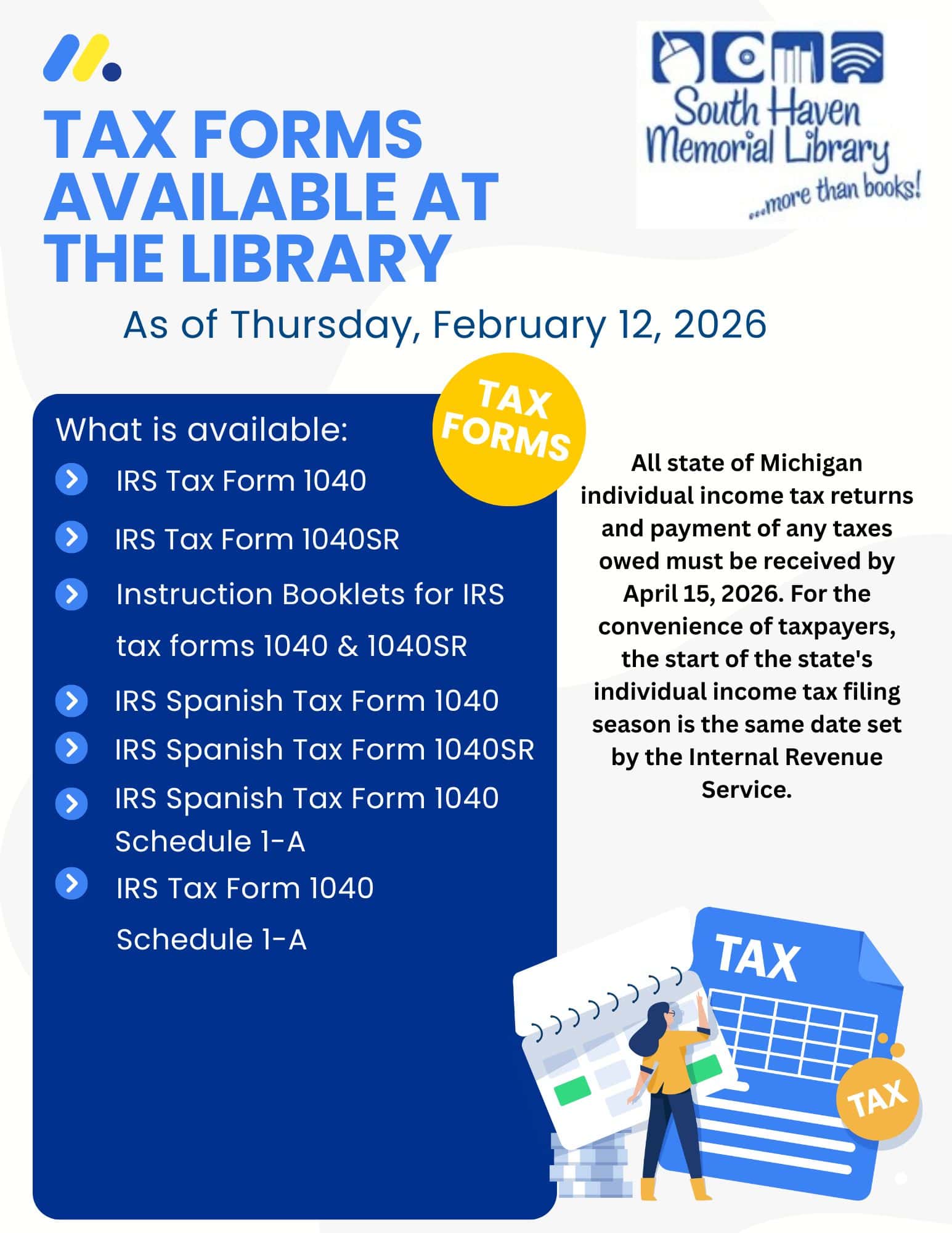 tax forms available 2 12 2026 flyer