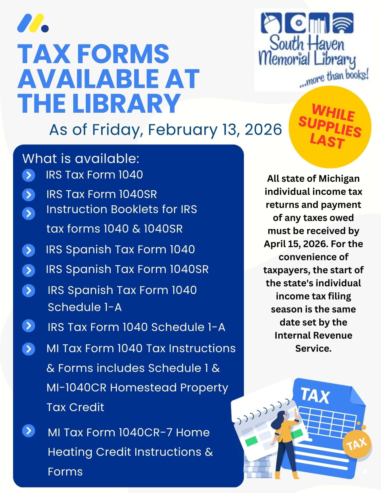 tax forms available 2 13 2026 flyer (1)